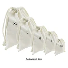 White Small Pouch Custom Gift Calico Wholesale Cotton Fabric Drawstring Bag