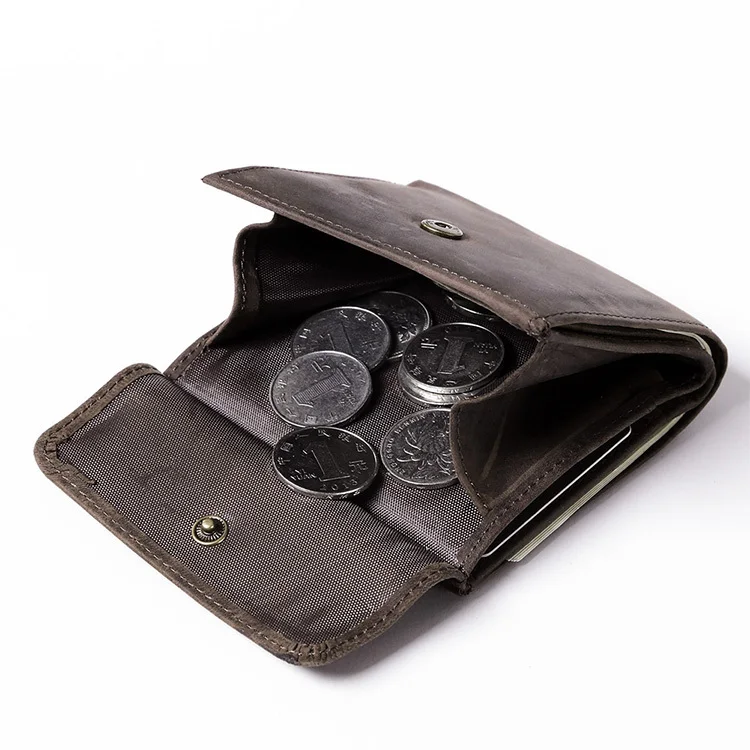 Free shipping retro style fashion men crazy horse real leather wallet card cash holder ID coin wallet change purse brown K836
