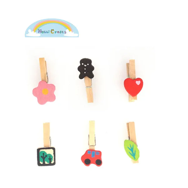 wood mini colored natural wooden craft clips