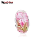 LZESHINE custom jewelry 925 sterling silver murano glass flower shape bracelet bead