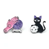 2019 New Style Moon Cat Holding Skull Enamel Lapel Brooch Crystal Ball Witch Hands Brooch Pin For Women Clothes Decoration