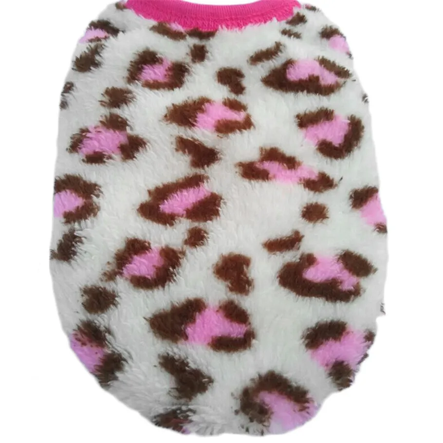 Pink color Pet Dog Puppy Cat Winter Leopard Clothes Cute T-Shirt Soft Warm Coat hot selling