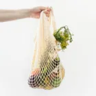 Cotton Mesh Tote String Bag Organizer for Grocery Shopping & Beach, Storage, Fruit, Vegetable