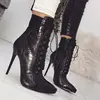 A0671T Fashion sexy european style pointed toe ladies half ankle high thin heels women shoes boots
