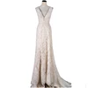 2019 Sexy elegant ladies Backless v neck Sleeveless Sling Dress Long Lace current Bride Gown white wedding dress evening dress