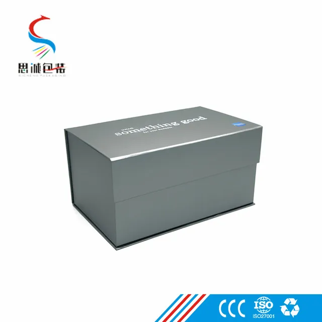 grey color empty magnetic closure gift box packaging