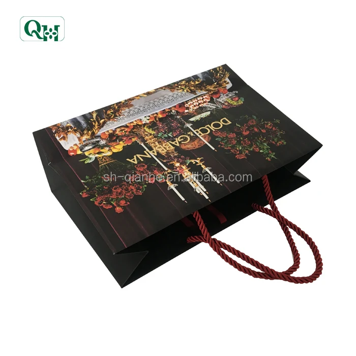 elegant printed wedding door gift paper bag with handle
