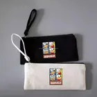 Simple fashion canvas pen pencil pouch, canvas pencil bag with zipper