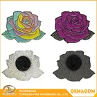 High quality custom design color enamel lapel pins rose flower shape metal badge