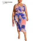 GC-66870105 Wholesale New Design Lace-Up High Waist Printed Women Party Dresses Summer Two Piece Women Clothing