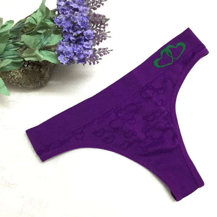 Stock Fashion heart print seamless comfortable elastic Sey Panties Underwear Women Women's Sey Thongs G-string lady Panties Brie