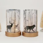 Christmas Glass Decoration with Hand-painted Winter Scene with Led Lighting