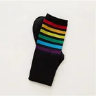Wholesale New 100% cotton high tube women's socks Japanese rainbow was thin calf socks fashion socks