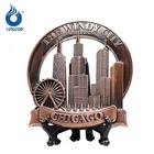 The Windy City Chicago Popular Attractions Souvenir Metal Tabletop Display Plate