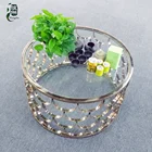 New Rose Gold Round Glass Coffee Table Modern
