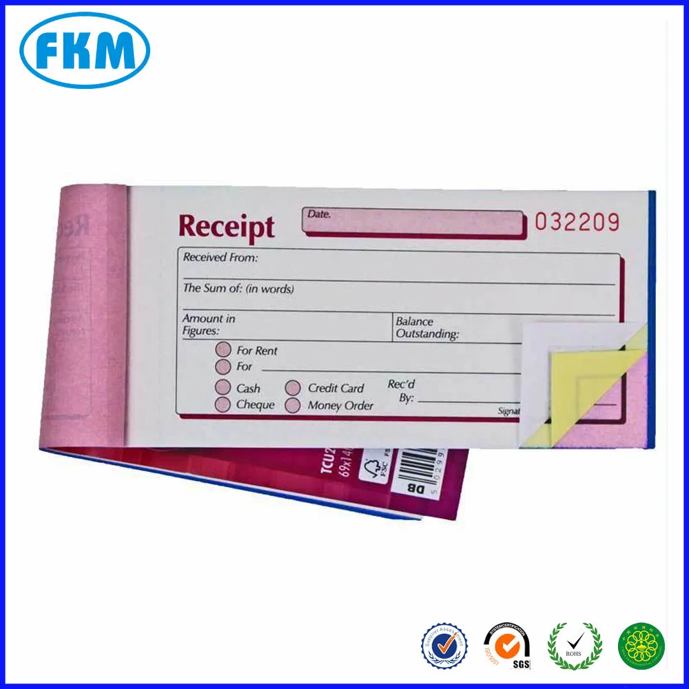 half size triplicate duplicate receipt book numbered 1 - 50 pad