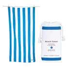 Towel Bag Striped Beach Towels Quick Dry Custom Digital Printed Stripe Microfibre Beach Towel With Mesh Bag