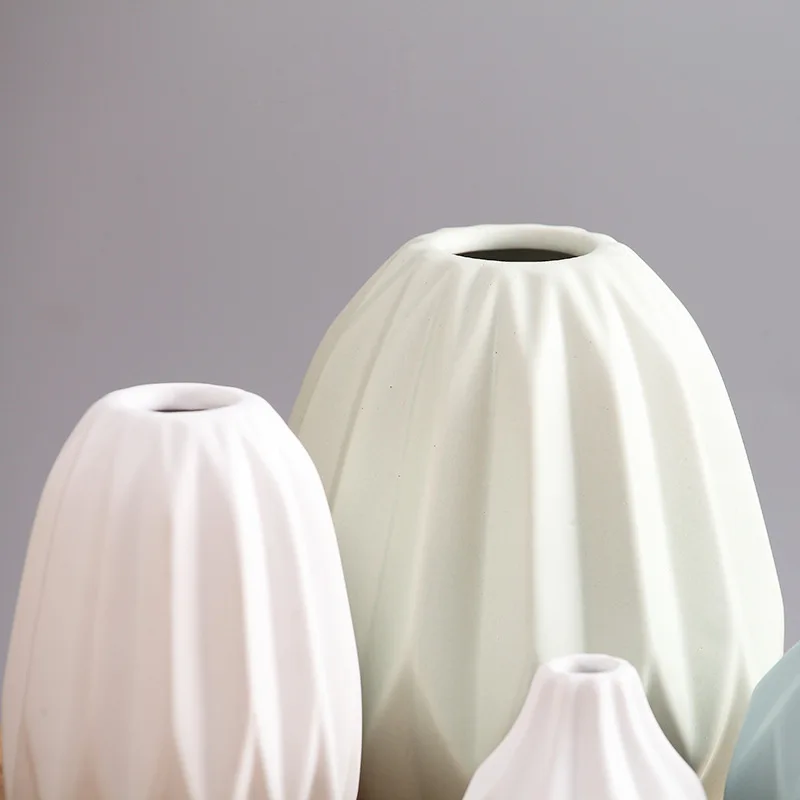 APHACATOP Grand blanc cassé ligne vase en céramique décoration de la maison accessoires vases à Fleurs