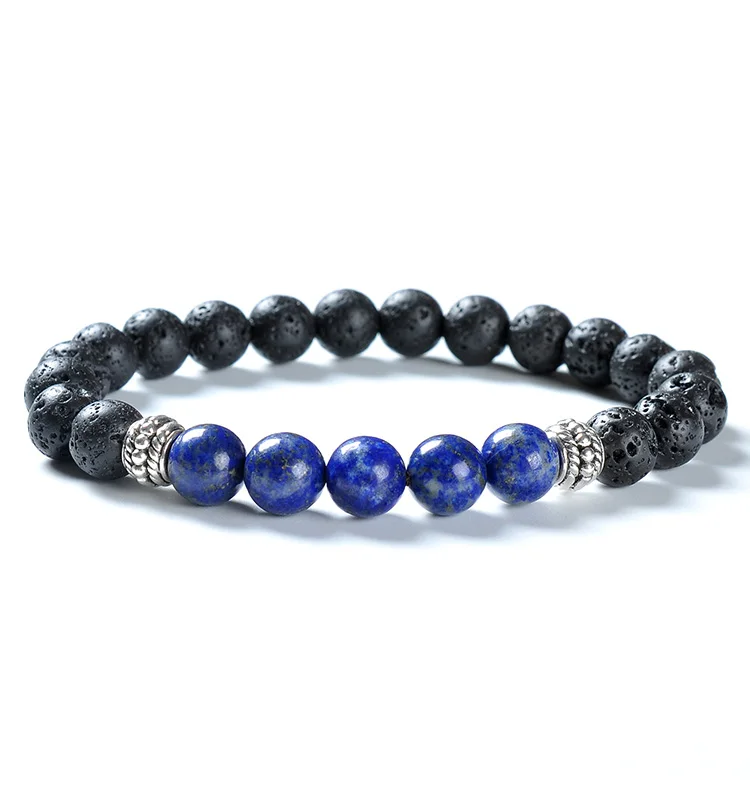 F87 Natural Stone Feng Shui Colored Handmade Festival European Wholesale Unisex Healing Lapis Lazuli Bead Spiritual Bracelet