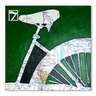 Seven Wall Arts Unique Print Green Bicycle Canvas Print with Hand touch for Home Decoration
