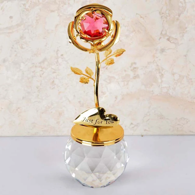 beautiful gold rose flower crystal valentines gifts