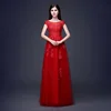 Cheap O-Neck Red Indian Muslim Embroidery A Line Bridal Dresses Plus Size