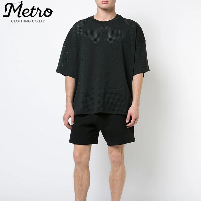 custom men black short sleeve blank mesh t shirt