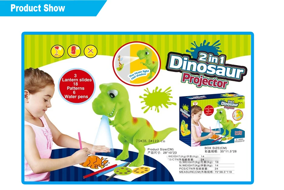 2 in 1 dinosaur projector drawing painting water pen lamp pre
