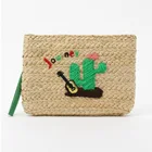 Wallet Cartoon Embroidery Raffia Straw Summer Wallet And Purses Bag For Girls