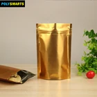 Wholesale golden stand up pouch smell proof bag aluminum foil bags custom printed with your own logo