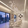 Custom modern hotel handmade glass maple leaf chandelier