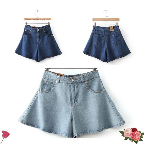 2015 summer style fashion leisure falbala washed denim shorts Corrugated Edge Short Jeans High Waist Jean Women Shorts