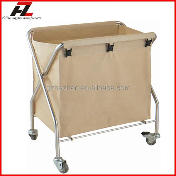 Fixed shelf stainless steel laundry cart for linen transportation and