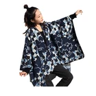 Wholesale Factory Custom Acrylic Flower Plaid Pattern Fringe Cape Shawl Fall Winter Cloak For Women