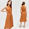Women Bohemian Summer Clothing Sleeveless 100% Linen Dress