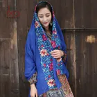 Wholesale Machine Embroidery Floral Summer Sun Protection Women Custom Made Kashmere Scarf Shawl