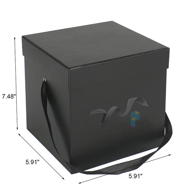 floral packaging handle gift cardboard paper box black