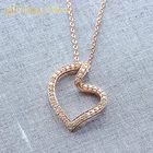 Rose Gold plated women heart silver charm pendant necklace