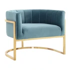 Sea blue Tufting Velvet Modern wooden Accent Chair for Living Room