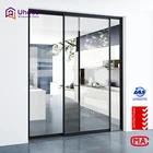 Latest design windows and doors manufacturer Black Aluminium glass Sliding French Doors Interior
