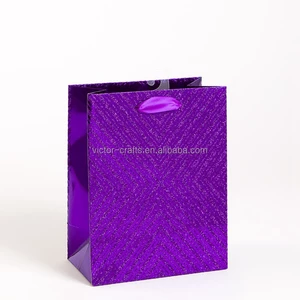 purple geo glitter medium gift bag paper carry bags