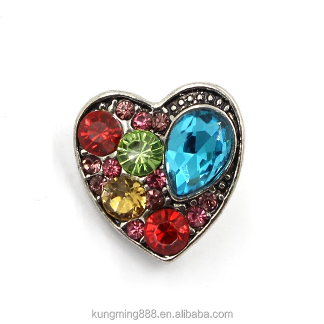 colors jewelry crystal setting heart shaped bracelets snap