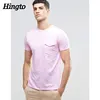 Custom design men flap pocket 100% cotton t-shirts simple wholesale pink tshirts