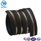 DAWEI brand fashion design garment accessories special gold tooth long chain plastic zipper