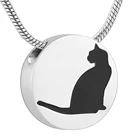 IJD10735 Pet Cat Printed Memorial Urn Necklace 316L Stainless Steel Cremation Pendant Jewelry