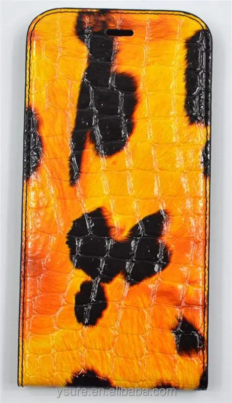 Yellow Crocodile Pattern Top Grade Flip Wallet Leather Phone Case For LG G Flex 2 With Plaid Pattern Lining