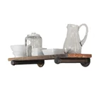Industrial Pipe Shelves Bracket Wall Mounted Wood Rustic Wall Shelf with Towel Bar Towel Racks for Bookshelf Bookcase