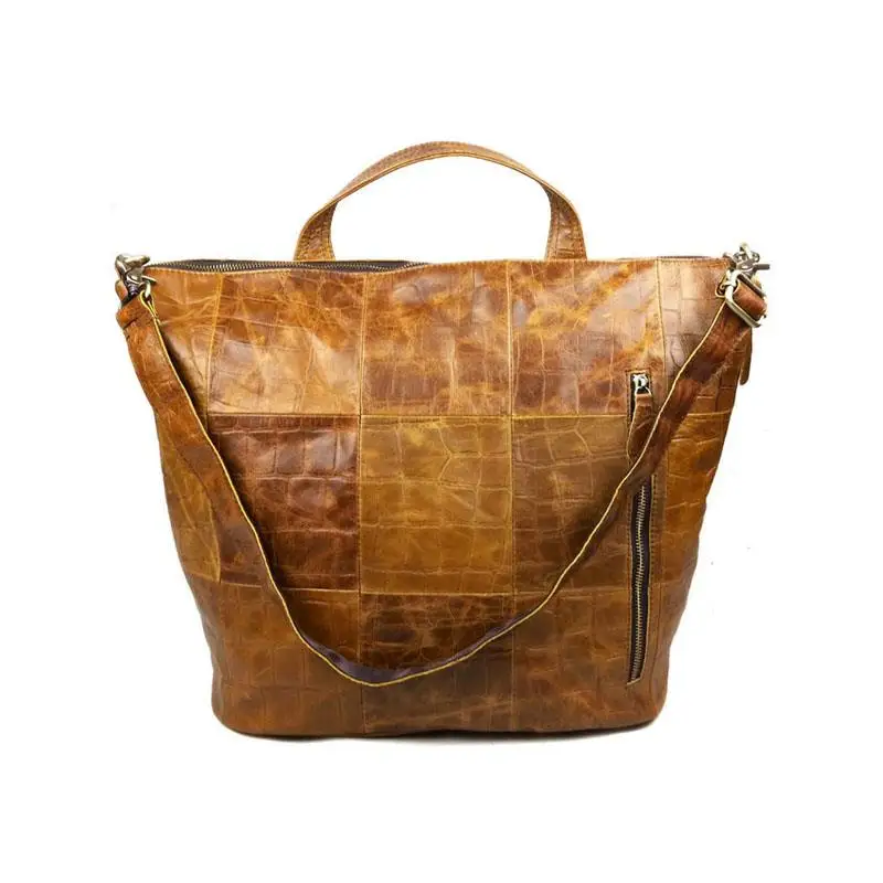 Luxury Vintage Casual 100% Genuine Oil Wax Leather Cowhide Women Tote Handbag Shoulder Messenger Cross Body Bag Bags For Ladies