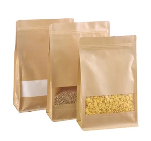 custom order food grade ziplock stand up kraft paper bag for