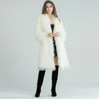 Sexy Ladies Long Coat Design White Real Mongolian Fur Coat Women